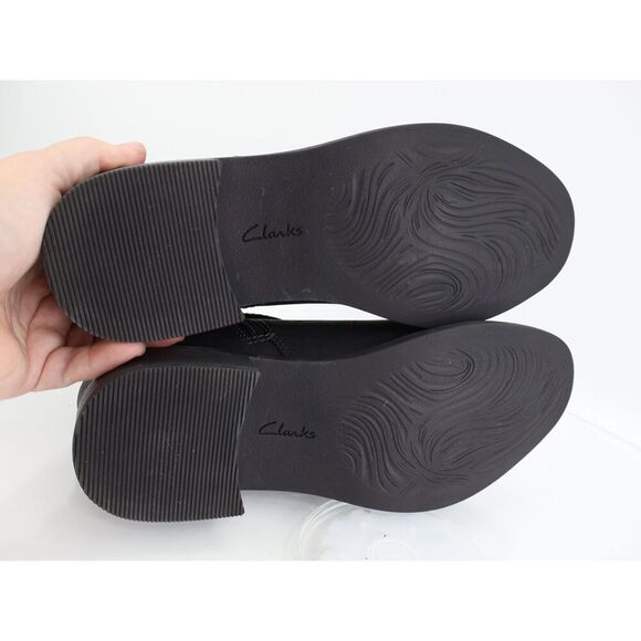 Clarks Women's Maye Strap Boot Size 10 Black Leather Block Heel Comfy Ankle - Picture 9 of 13